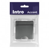 Розетка Intro Accent 2P+E Schuko с крышкой 16А-250В IP20 графит 6-203-07