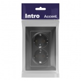 Розетка Intro Accent 2X2P+E Schuko 16А-250В IP20 графит 6-205-07