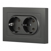 Розетка Intro Accent 2X2P+E Schuko 16А-250В IP20 графит 6-205-07