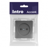 Розетка Intro Accent 2Р 16А-250В IP20 графит 6-201-07