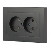 Розетка двойная Intro Accent 2х2P 16А-250В IP20 графит 6-204-07