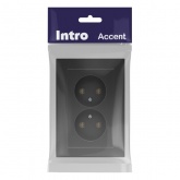 Розетка двойная Intro Accent 2х2P 16А-250В IP20 графит 6-204-07