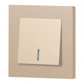 Выключатель одноклавишный с подсветкой Intro Accent 10А-250В IP20 шампань 6-102-04