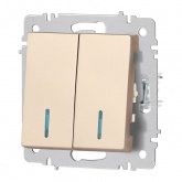 Выключатель двойной с подсветкой Intro Accent 10А-250В IP20 шампань 6-105-04