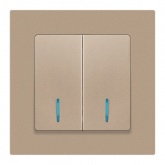 Выключатель двойной с подсветкой Intro Accent 10А-250В IP20 шампань 6-105-04