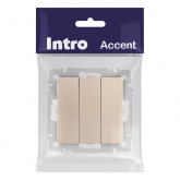 Выключатель тройной Intro Accent 10А-250В IP20 шампань 6-106-04