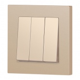 Выключатель тройной Intro Accent 10А-250В IP20 шампань 6-106-04