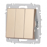 Выключатель тройной Intro Accent 10А-250В IP20 шампань 6-106-04