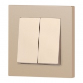 Переключатель двойной Intro Accent 10А-250В IP20 шампань 6-107-04