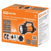 Фонарь светодиодный TDM Прожектор 6 аккумуляторный 5W LED+10 SMD+9 SMD 400Lm 3,7V 2x18650 2,4 Ah