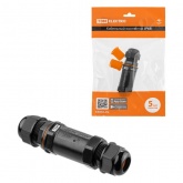 Кабельный коннектор TDM I-образный 5-и контактный IP68 черный