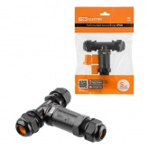 Кабельный коннектор TDM Т-образный 3-х контактный IP68 черный