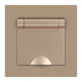 Розетка Intro Accent 2P+E Schuko с крышкой 16А-250В IP20 шампань 6-203-04