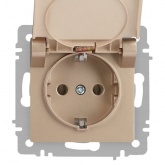 Розетка Intro Accent 2P+E Schuko с крышкой 16А-250В IP20 шампань 6-203-04