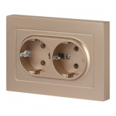 Розетка Intro Accent 2X2P+E Schuko 16А-250В IP20 шампань 6-205-04