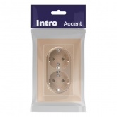 Розетка Intro Accent 2X2P+E Schuko 16А-250В IP20 шампань 6-205-04
