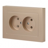 Розетка двойная Intro Accent 2х2P 16А-250В IP20 шампань 6-204-04