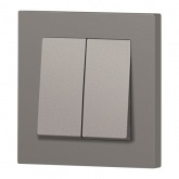 Выключатель двойной Intro Accent 10А-250В IP20 титан 6-104-09