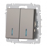 Выключатель двойной с подсветкой Intro Accent 10А-250В IP20 титан 6-105-09