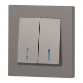 Выключатель двойной с подсветкой Intro Accent 10А-250В IP20 титан 6-105-09