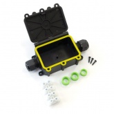 Распределительная коробка Промрукав откидная крышка 3-вводная IP68 ПА66 40А 450В d3,5-12мм 131х80х37