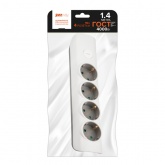 Удлинитель JazzWay ET-04-140W 4х2Р+Е 1,4м 3х1 мм2 16А с выключателем белый