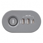 Удлинитель на струбцине JazzWay ETD-03U-150-gy 3х2Р+Е 1,5м 3х1 мм2 16А 3USB(2А+1С) выключатель серый