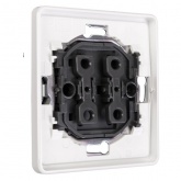 Выключатель двухклавишный Kranz Miele Round 10А с рамкой перламутр