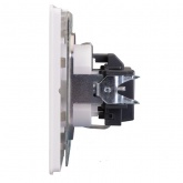 Розетка с заземлением Kranz Miele Round 16А со шторками с рамкой перламутр