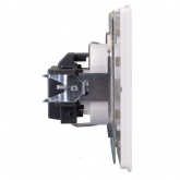 Розетка с заземлением Kranz Miele Round 16А со шторками с рамкой перламутр