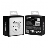 Розетка с заземлением Kranz Miele Round 16А со шторками и USB A+С 5В/3А с рамкой перламутр