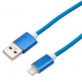 Кабель Rexant USB-A – Lightning для Apple 2,4A 1м, в синей нейлоновой оплетке