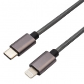 Кабель Rexant USB Type-C – Lightning для Apple 2,4A 1 м, в нейлоновой графитовой оплетке, Power Deli