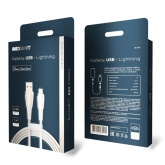 Кабель Rexant USB-A – Lightning для Apple 2,4А, 1м, в белой нейлоновой оплетке