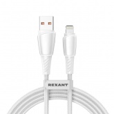 Кабель Rexant USB-A – Lightning для Apple 2,4А, 1м, в белой нейлоновой оплетке