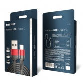 Кабель Rexant USB-A – USB Type-C, 5А, 50Вт, 1м, в черной нейлоновой оплетке