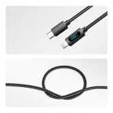 Кабель Rexant USB Type-C – Lightning для Apple 3А, 1м, в черной нейлоновой оплетке, с LED-дисплеем