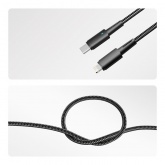 Кабель Rexant USB Type-C – Lightning для Apple 3А, 1м, в черной нейлоновой оплетке, со световой инди