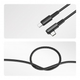 Кабель Rexant угловой USB Type-C – Type-C 5А 100Вт 1м в черной нейлоновой оплетке, с индикацией
