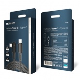 Кабель Rexant угловой USB Type-C – Type-C 5А 100Вт 1м в черной нейлоновой оплетке, с индикацией