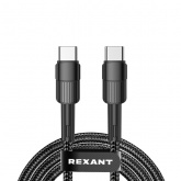 Кабель Rexant USB Type-C – Type-C, 3A, 60Вт, 1м, в черной нейлоновой оплетке