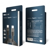 Кабель Rexant USB Type-C – Type-C, 3A, 60Вт, 1м, в черной нейлоновой оплетке