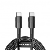 Кабель Rexant USB Type-C – Type-C, 5A, 100Вт, 1м, в черной нейлоновой оплетке