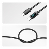 Кабель Rexant USB Type-C – Type-С, 5A, 100Вт, 1м, в черной нейлоновой оплетке, с LED дисплеем