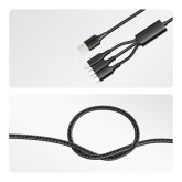 Кабель Rexant USB 3 в 1 Type-C (6A), Lightning для Apple (2,4A), micro USB (3A) 1,2м, в черной оплет