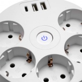 Удлинитель Stekker Comfort HM10-51-01 5х2P+E 16A 3500Вт 2USB A+1C 5V 3,1A 3x1мм2 2.5 м белый