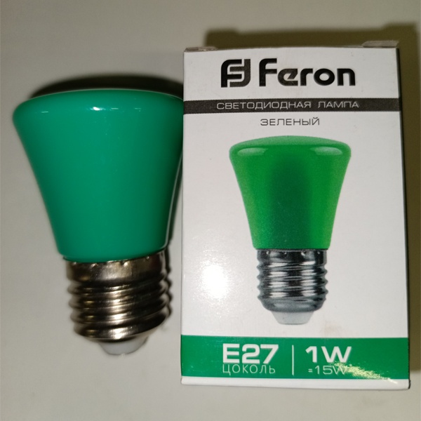 Декоративная светодиодная лампочка формы колокольчик Ферон LB-372, 1Вт, цвет свечения зеленый