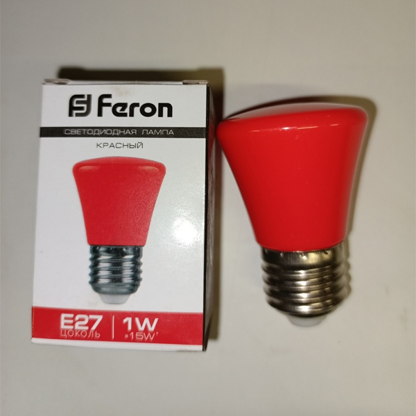 Декоративная светодиодная лампочка формы колокольчик Ферон LB-372, 1Вт, цвет свечения красный