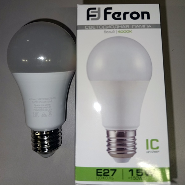 Лампа светодиодная Груша Feron LB-94 A60 мощностью 15 Вт с цоколем E27 белый свет