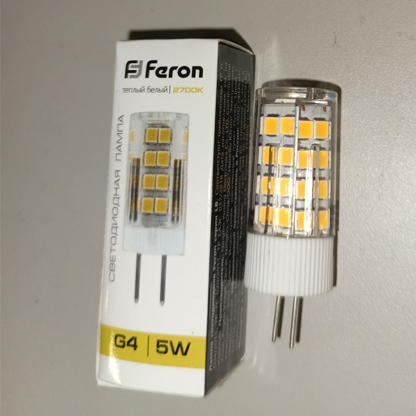 Светодиодная капсульная лампа Ферон LED на 220 Вольт мощностью 5 Ватт с цоколем G4